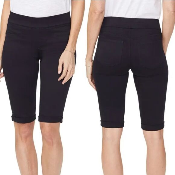NYDJ Black Pull On Denim Stretch Lift Tuck Technology Stretch Shorts New Size 00 - Picture 2 of 9